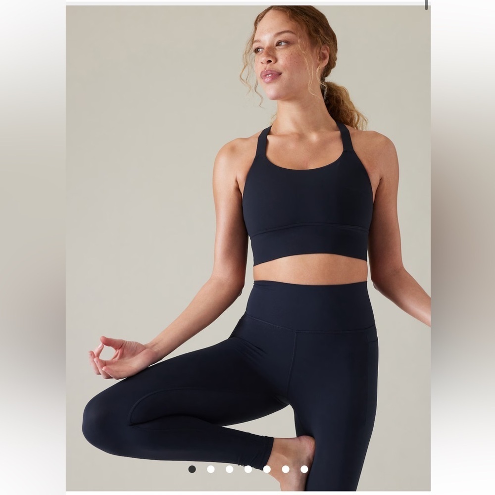 Athleta Navy WARRIOR LONGLINE BRA D-DD+ 2X